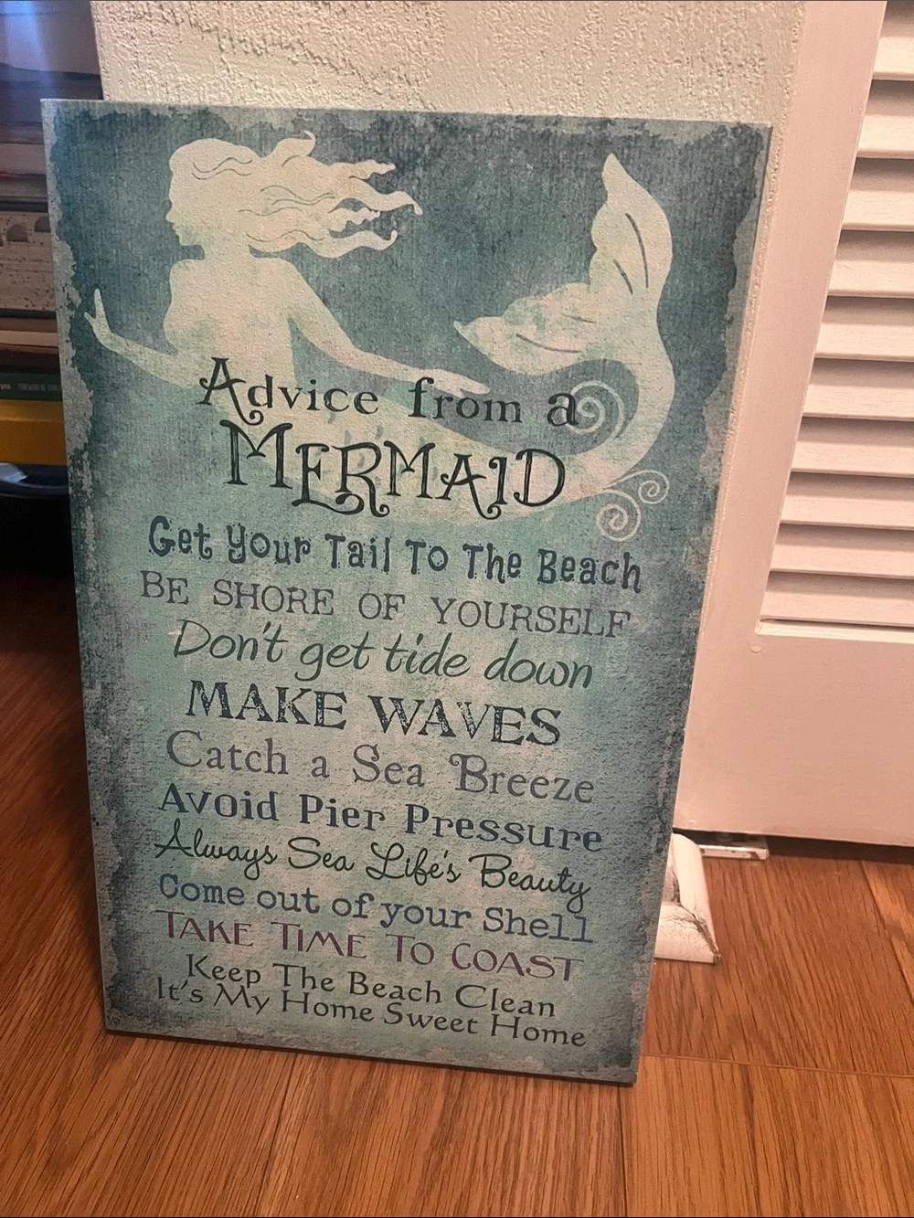 #3196**”10x16”Coastal Mermaid Wall Art Sign - Teal